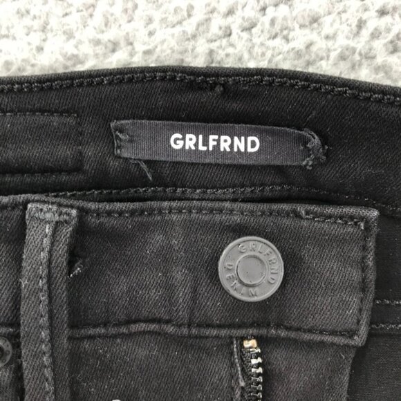 GRLFRND Womens Size 23 KENDALL Black Denim w/ Rhinestones High Rise Skinny Jeans - Picture 6 of 16